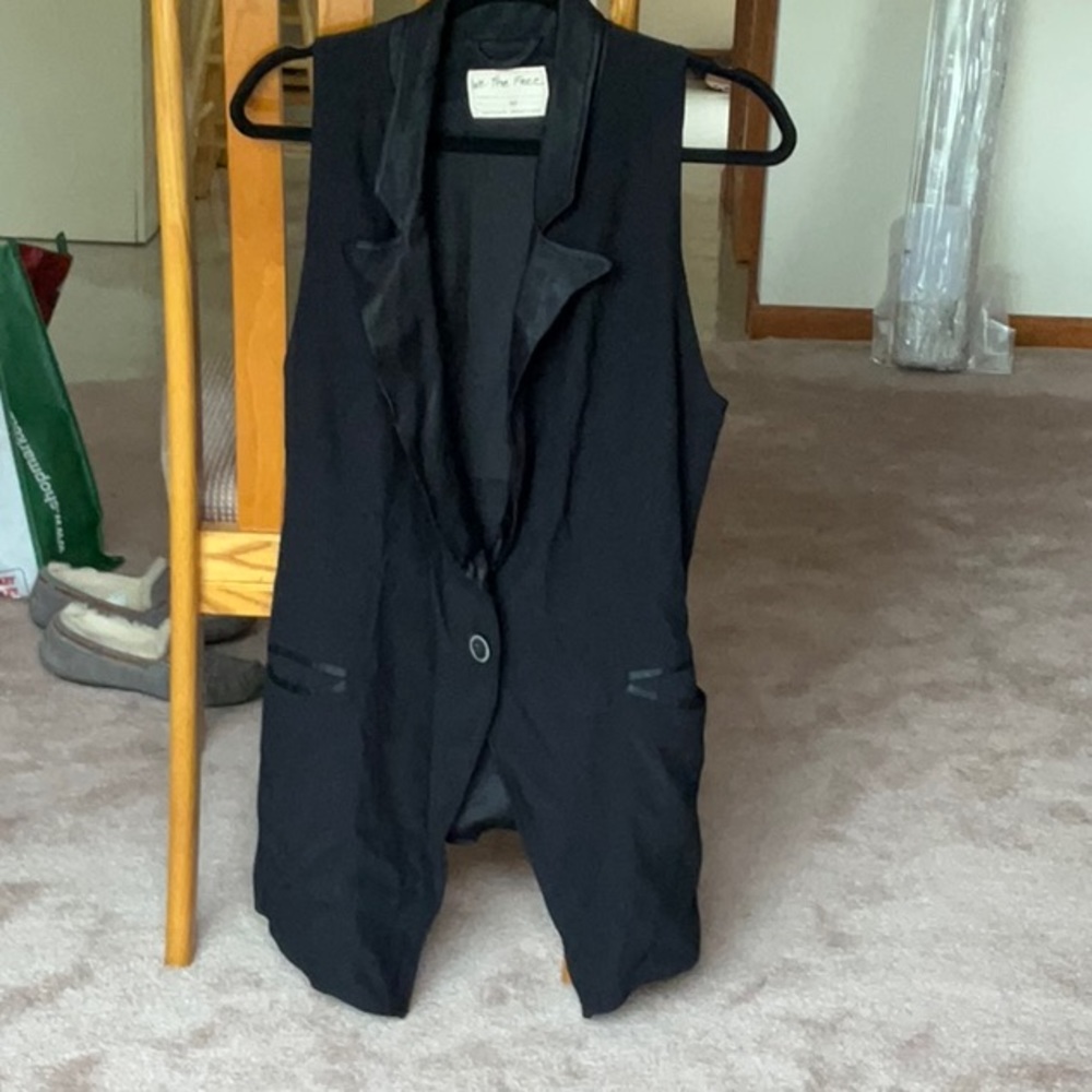 Free People Long Black Dressy Vest - Size XS